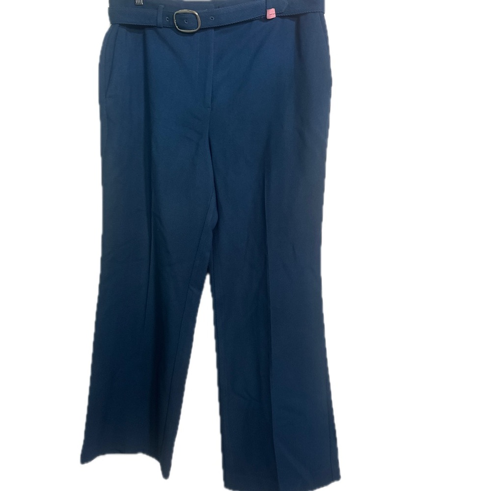 Ann Taylor Petite Belted Boot Cut Pant in Teal Storm